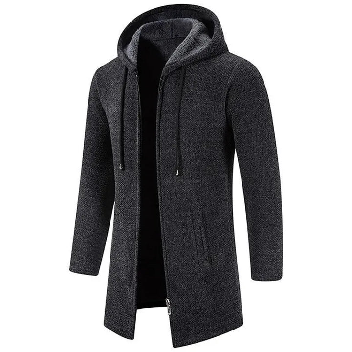 Elias - Mid-Length Men's Jacket with Hood and Padded Fleece