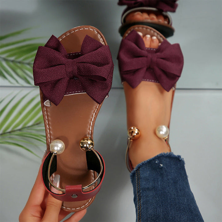 Chic ankle strap sandals, embellished with pearls