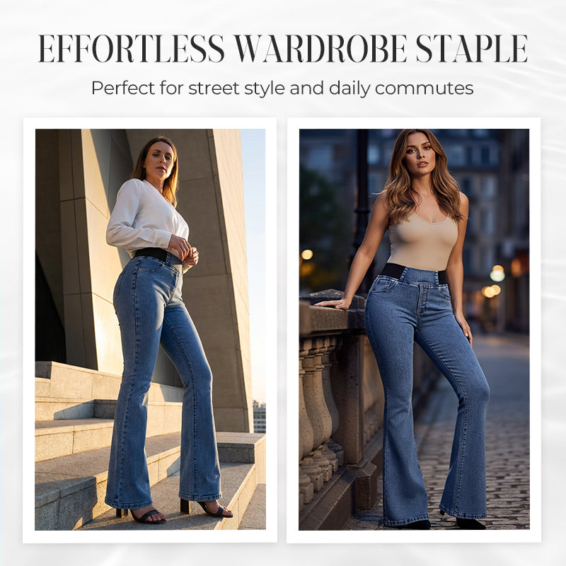 Women's high-waisted jeans with stretchy legs