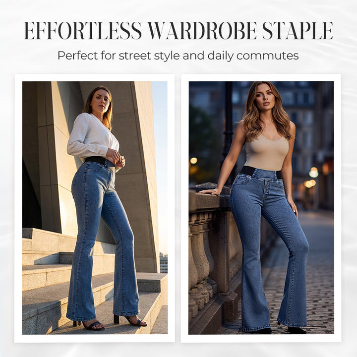 Women's high-waisted jeans with stretchy legs