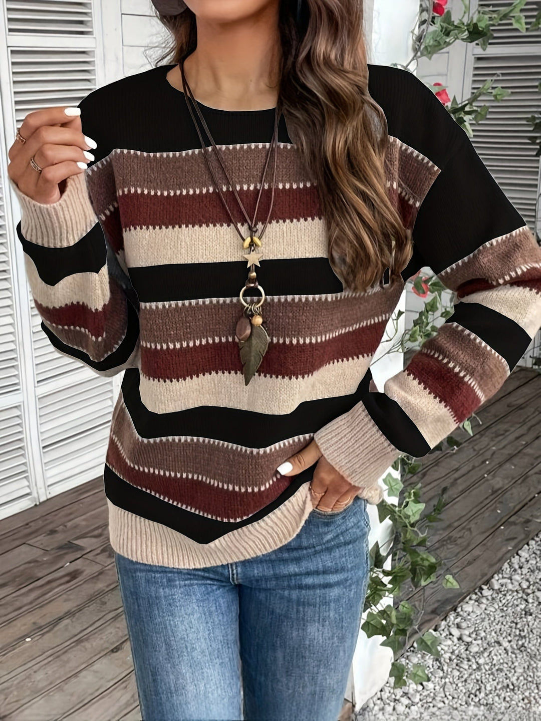 Delphine | Women's striped crew-neck sweater