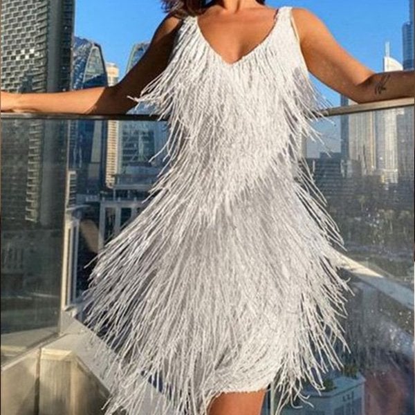 Chic and Seductive Fringe Party Dress