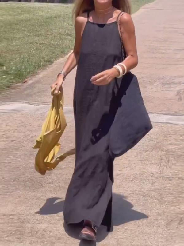 Women's Casual Long Cotton Linen Dress