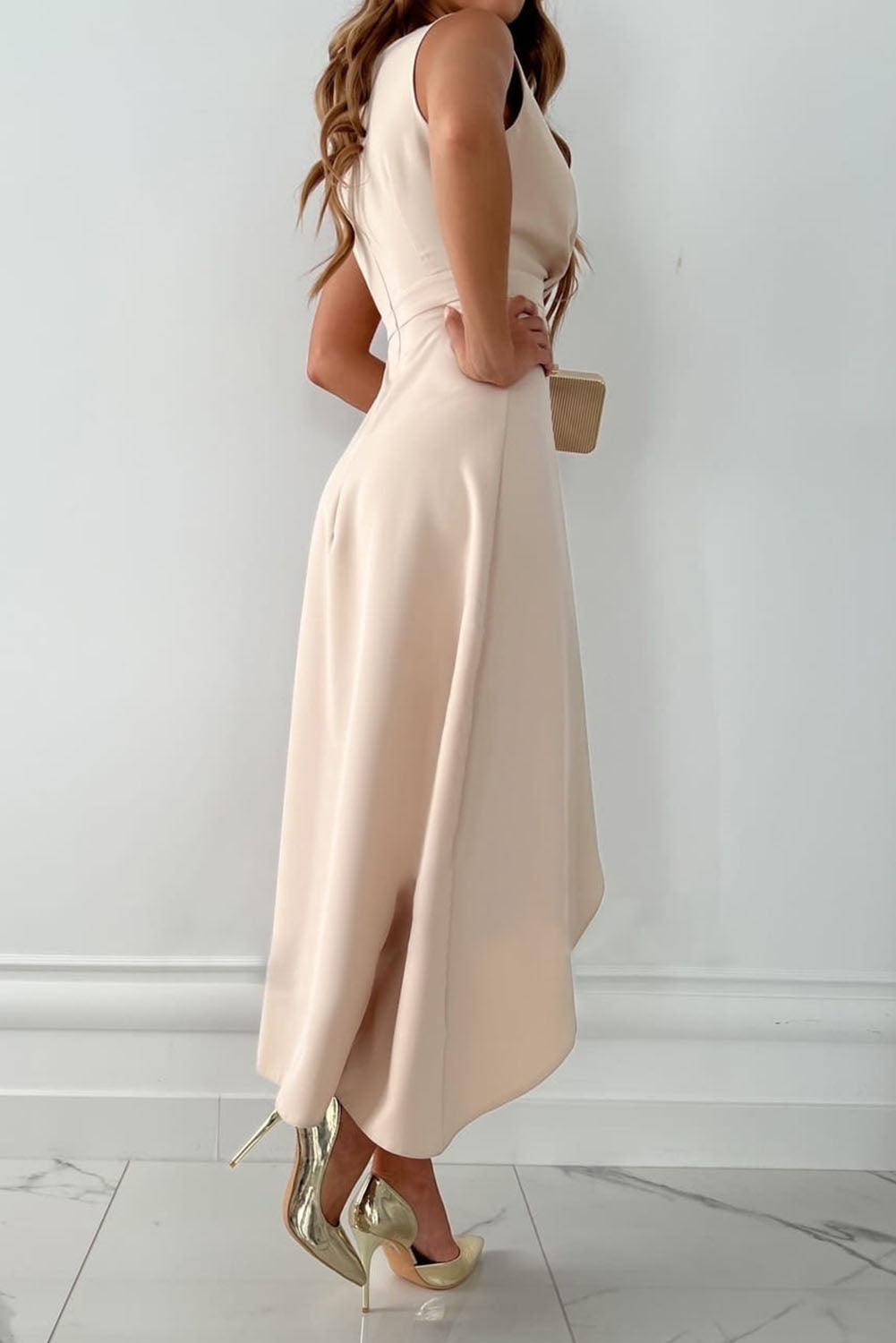 Lilac - Chic Wrap V-Neck Midi Dress