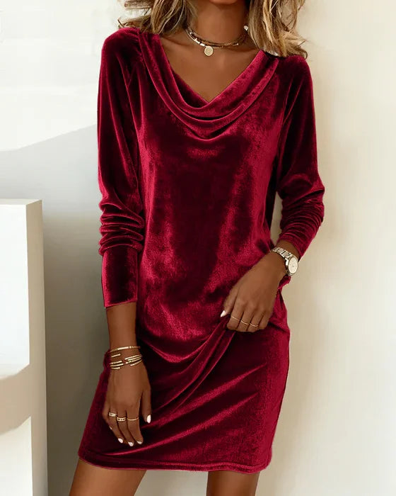 Frosina - Casual Velour Dress with Relaxed Fit