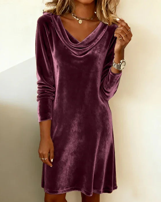Frosina - Casual Velour Dress with Relaxed Fit