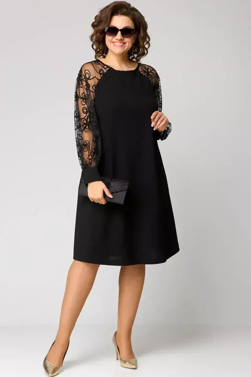 Barbora™ - Elegant Dress with Lace Sleeves