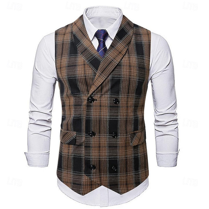 James | Men's checked vest with buttons and pockets