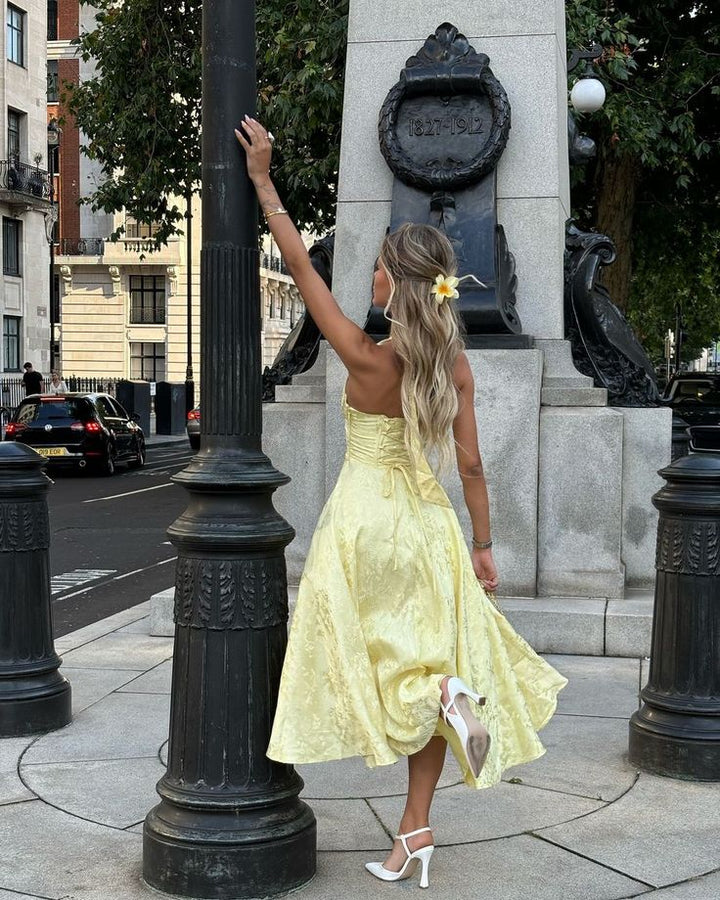 Niamh - Elegant Embroidered Sleeveless Deep V-Neck Dress
