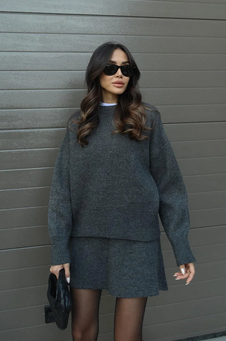 HELENA - Knitted Skirt Suit (Top + Skirt)
