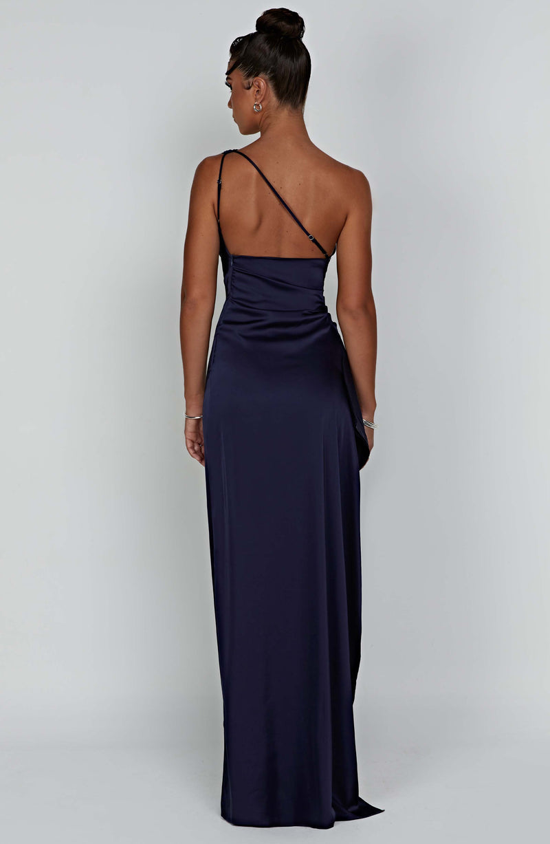 Saoirse - Satin Long Bodycon Dress with One Shoulder Strap