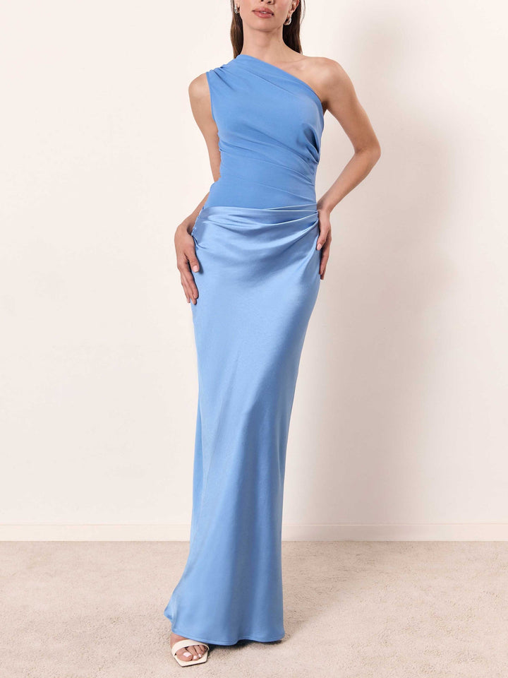 Anita™ | Chic One-Shoulder Pleated Party Maxi Dress