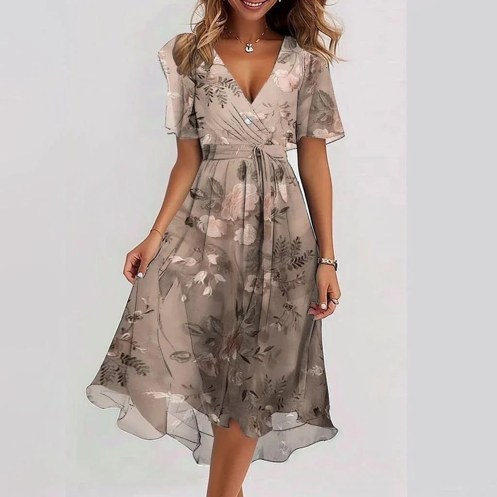 Lina™ | Elegant Short-Sleeve Dress