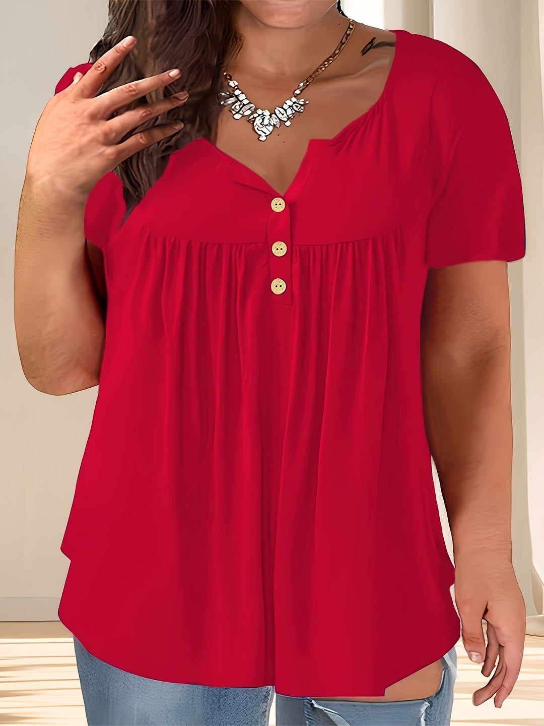 Zoey™ - Chic Plus-Size Pleated Blouse