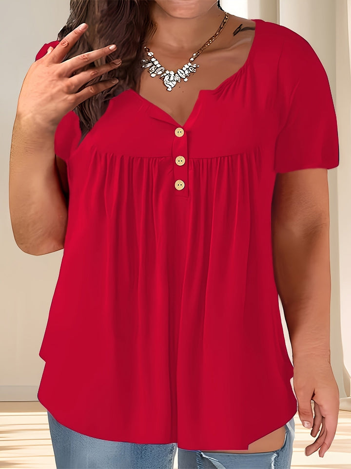 Zoey™ - Chic Plus-Size Pleated Blouse