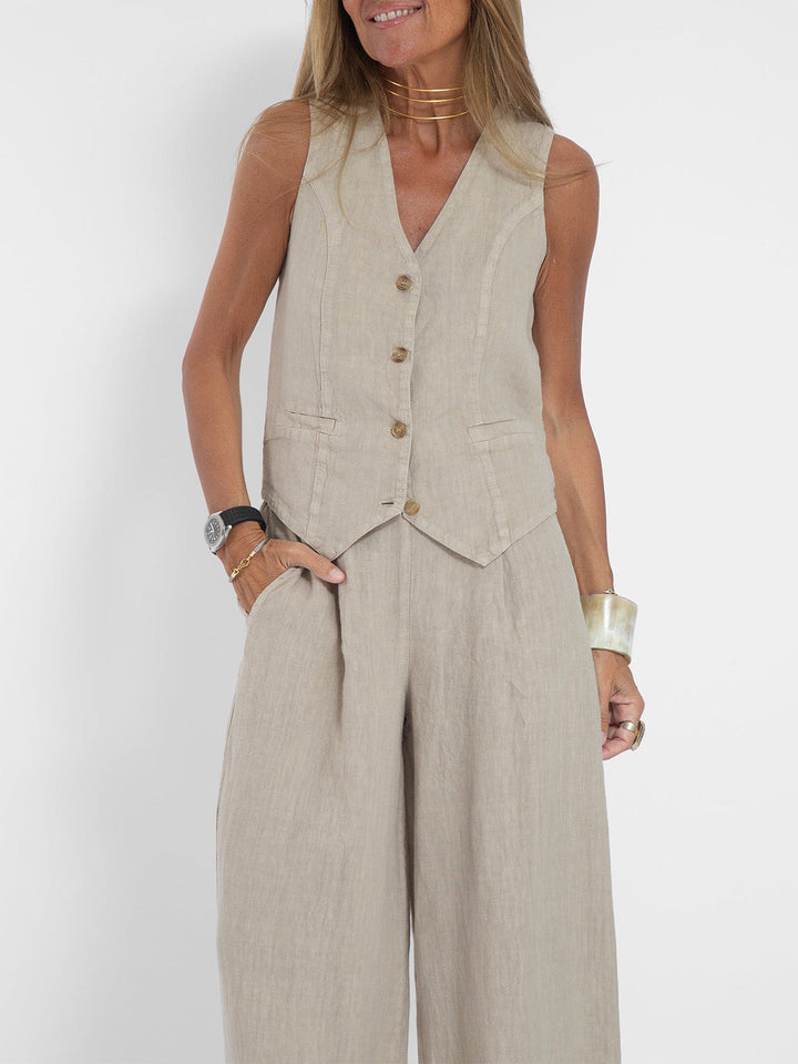 Ella | Vest Wide Leg Pants Set (Almost sold out)