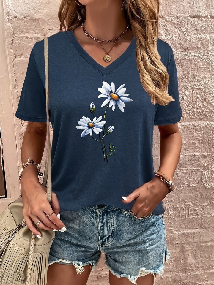 Celine™ - Floral V-Neck T-Shirt