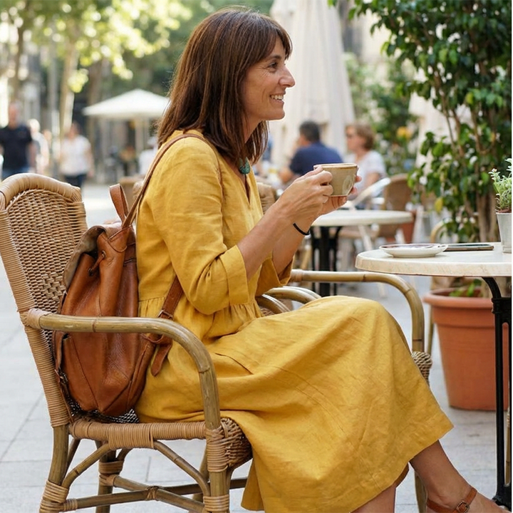 Women's V-Neck Casual Dress with 3/4 Sleeves and Pockets