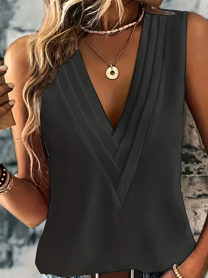 Carina™ - Elegant Blouse with Ruched V-Neck