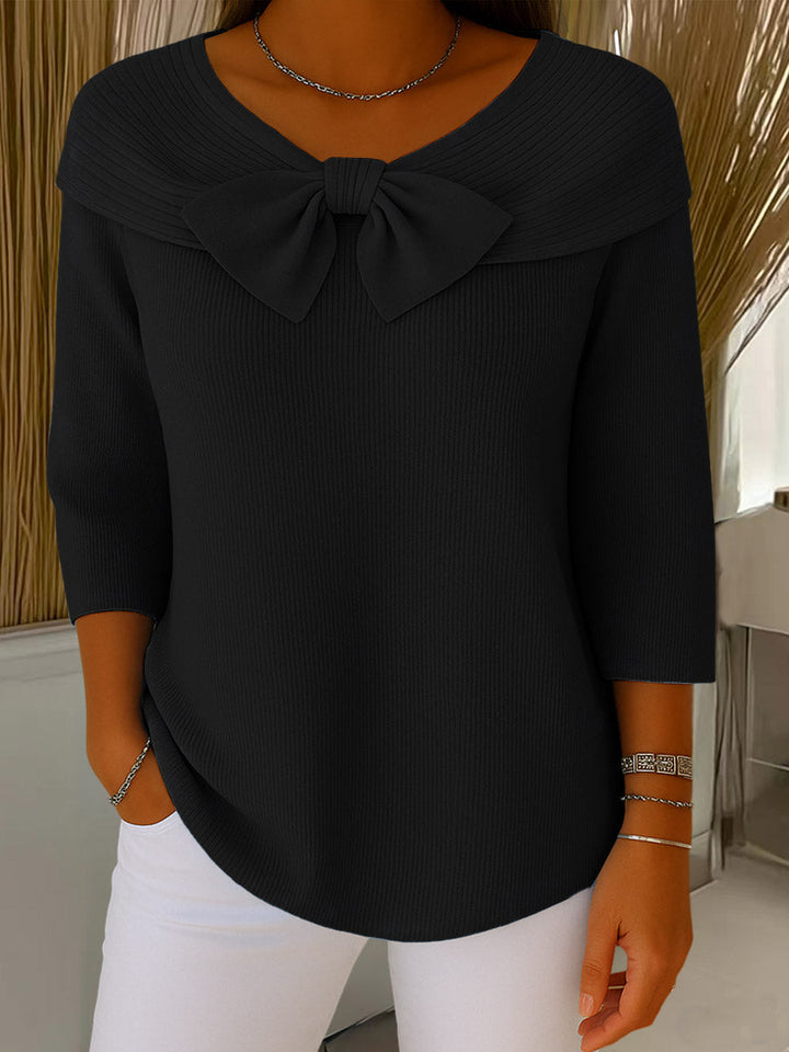 Helen™ - Elegant knitted sweater with bow detail