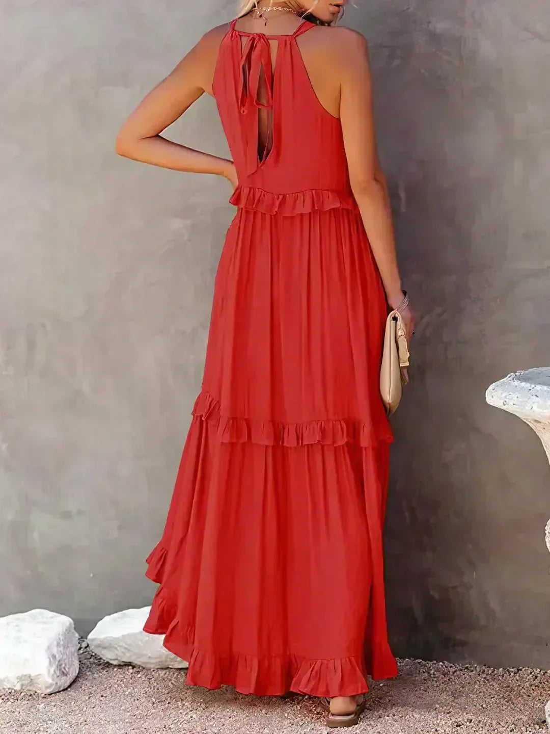 Sarah | Halterneck Ruched Maxi Dress (Almost sold out)