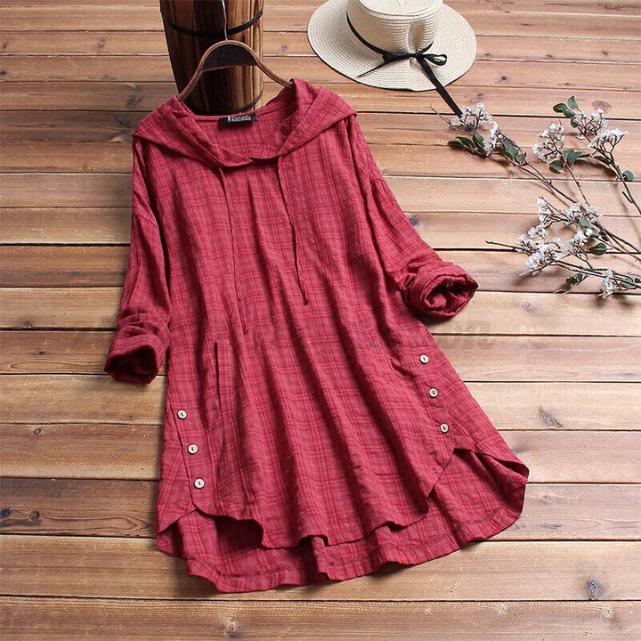 Hillary™ - Loose Cotton Sweatshirt with Button