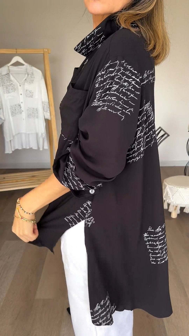 Carla™ | Handwritten Button-Up Blouse