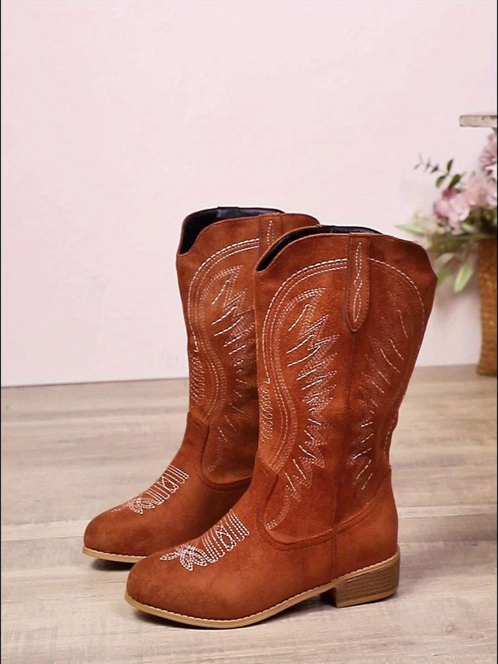 Damaris | Women's Western Cowboy Boots for Wide Calves with Embroidery