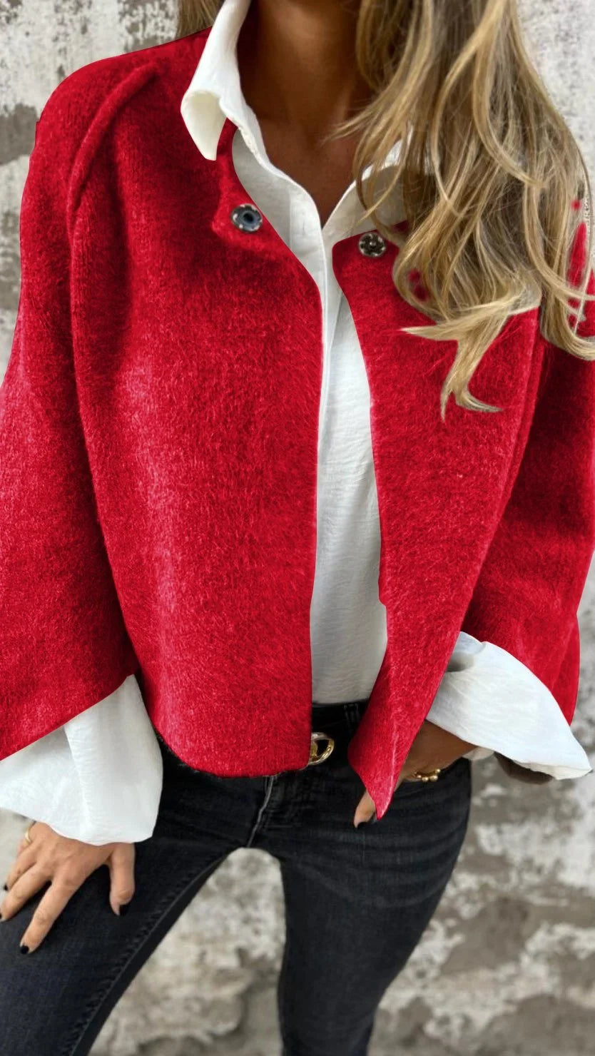 Celeste - Wool Coat With Round Neck And Long Sleeves
