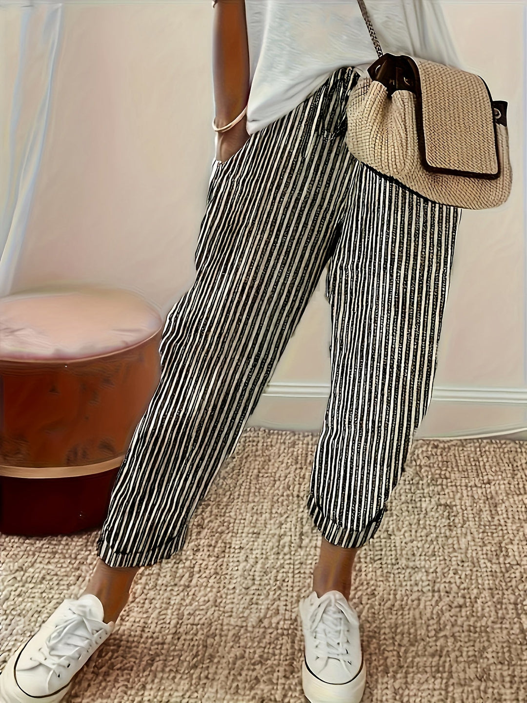 Elena™ - Striped Wide Leg Trousers