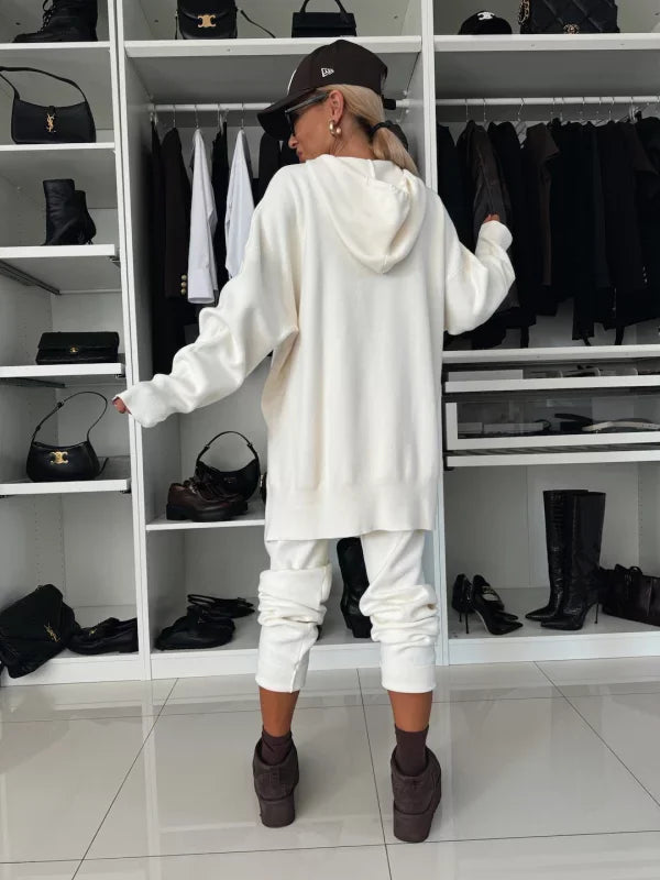 Camilla - Two-Piece Women's Set with Long Sleeves, Hood, and Round Neck