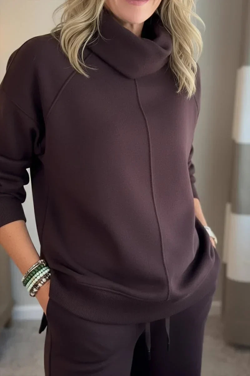 Aivra | Damen Turtleneck Langarm Weitbeiniger Zweiteiler mit Taschen