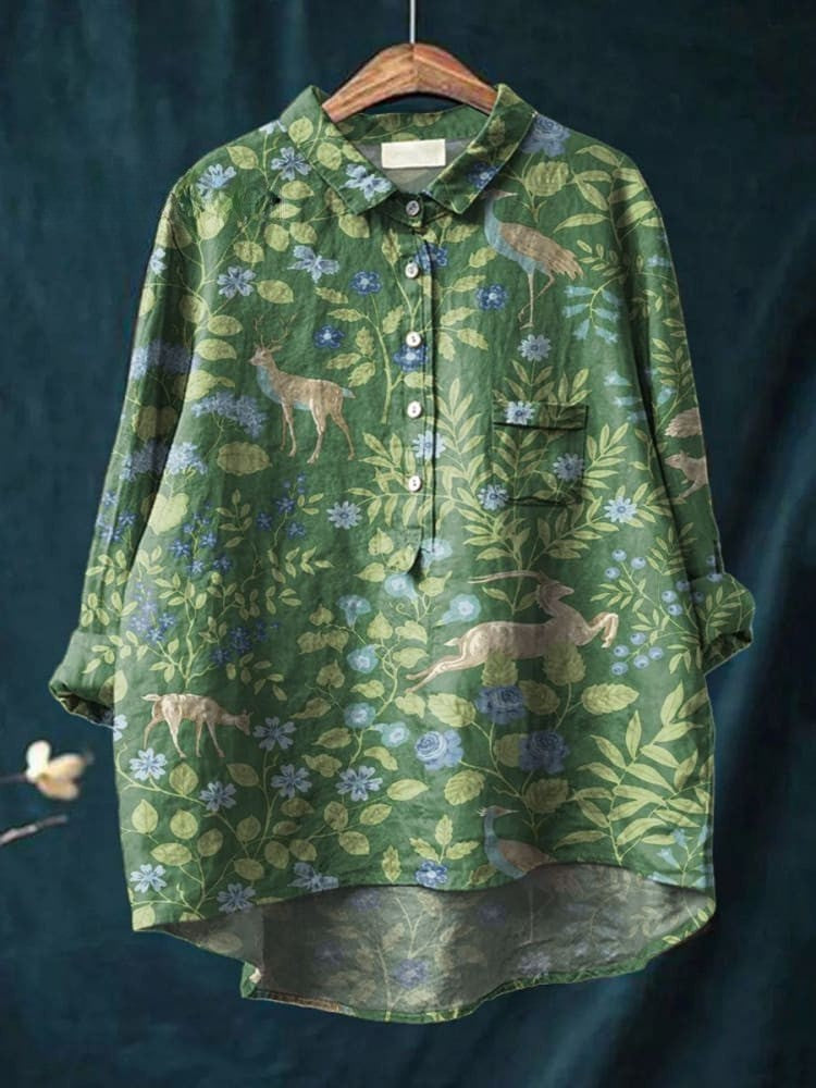 Elena - Patterned Linen Shirt