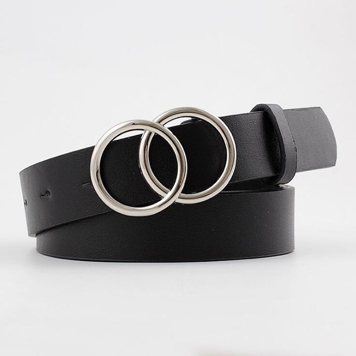 Damen Ledergürtel mit O-Ring-Schnalle