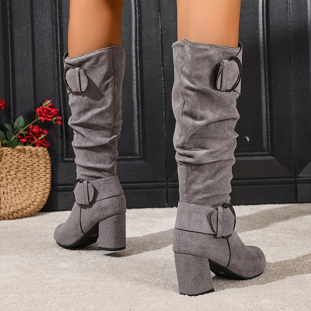 Hedvig | Women’s knee-high boots in a slouch style with a double buckle