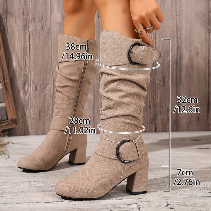 Hedvig | Women’s knee-high boots in a slouch style with a double buckle