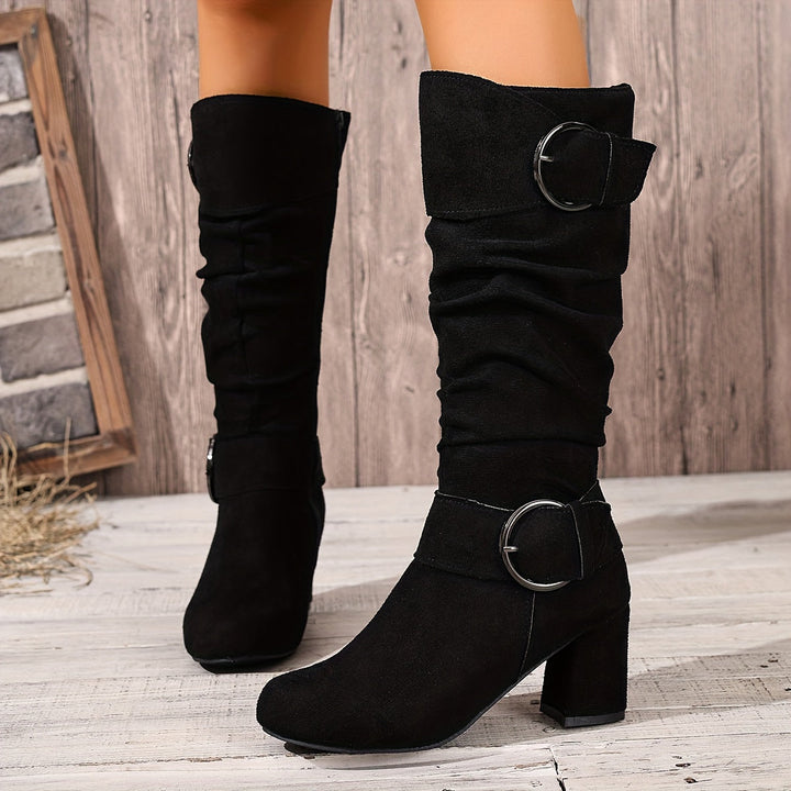 Hedvig | Women’s knee-high boots in a slouch style with a double buckle