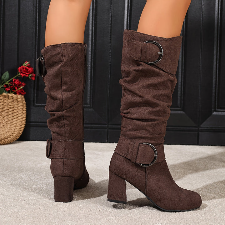 Hedvig | Women’s knee-high boots in a slouch style with a double buckle
