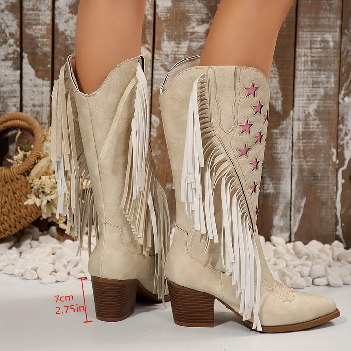Beverley | Women's Western boots with a wide shaft and fringe