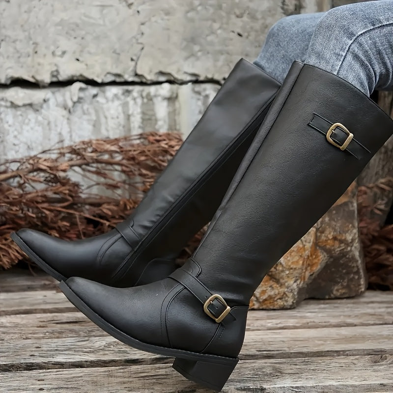 Calixta | Women’s knee-high boots with double buckles