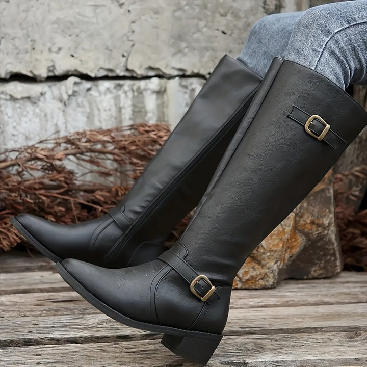 Calixta | Women’s knee-high boots with double buckles