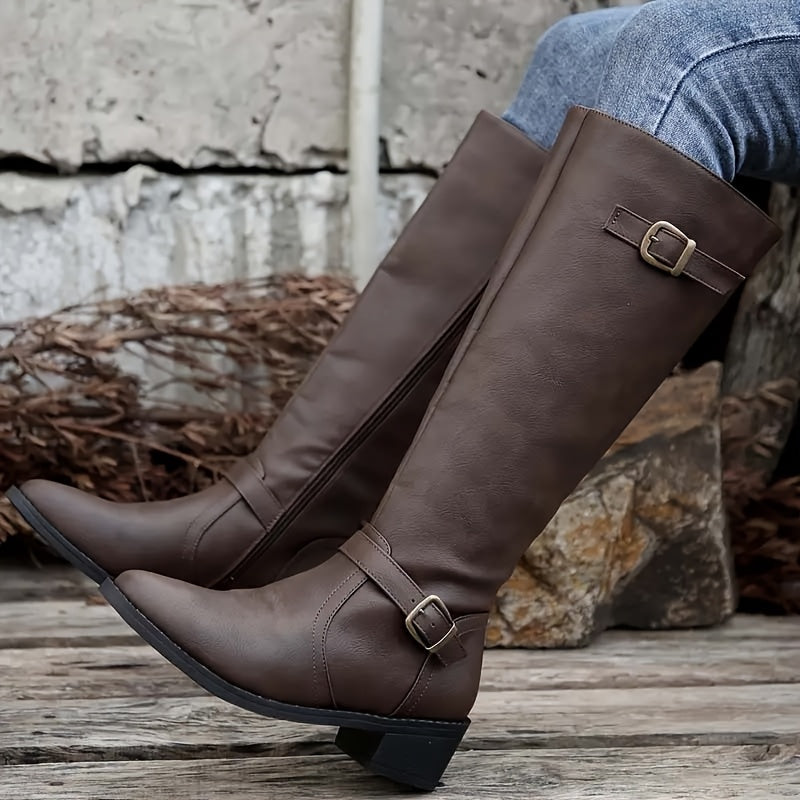 Calixta | Women’s knee-high boots with double buckles