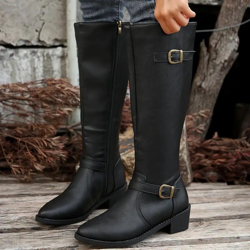 Calixta | Women’s knee-high boots with double buckles