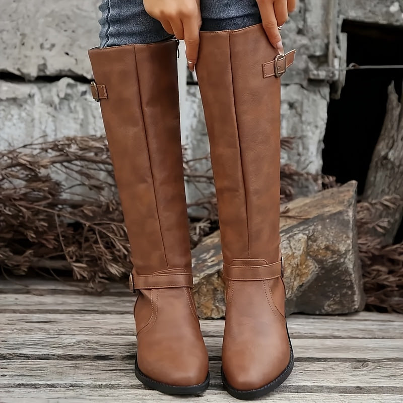 Calixta | Women’s knee-high boots with double buckles