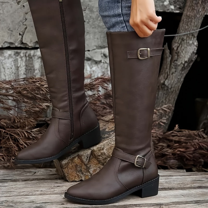 Calixta | Women’s knee-high boots with double buckles