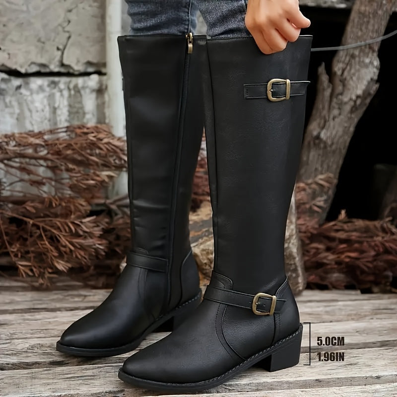 Calixta | Women’s knee-high boots with double buckles
