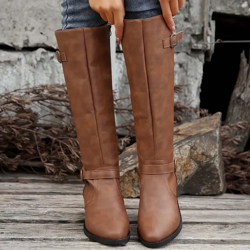 Calixta | Women’s knee-high boots with double buckles