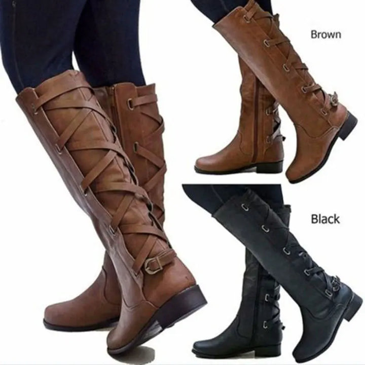 Kalinda | Women’s ankle-high riding boots with back buckles