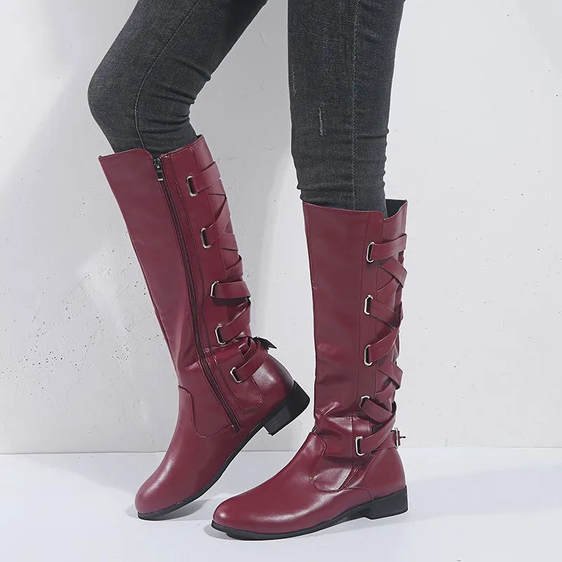 Kalinda | Women’s ankle-high riding boots with back buckles