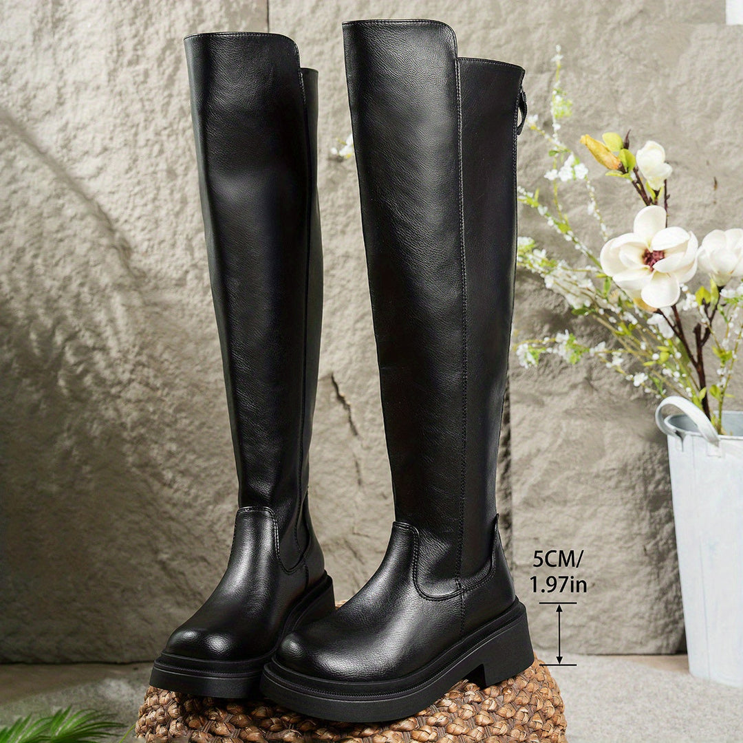 Maelyn | Women's Flat Over-the-Knee Boots with Side Zipper
